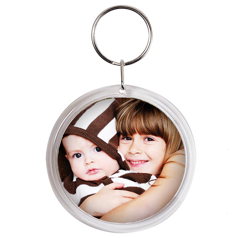 Snap-in Circle Clear Photo Keychains