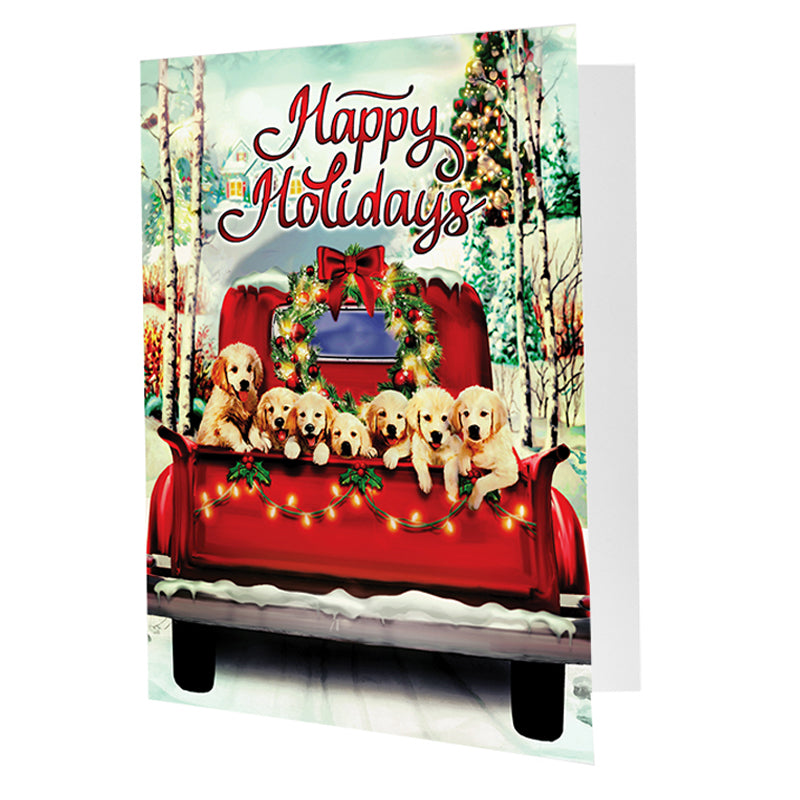 4x6 Happy Holidays Puppies Photo Folders