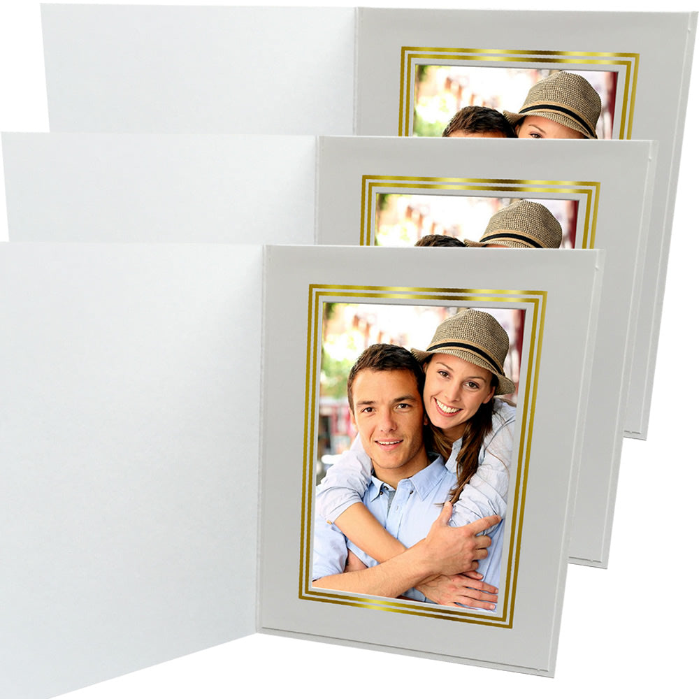 Gala White with Gold Foil Trim Photo Folders