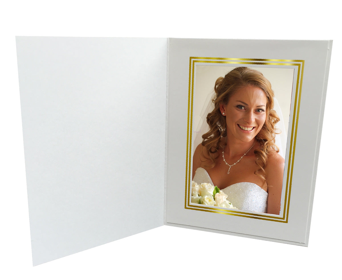 Gala White with Gold Foil Trim Photo Folders