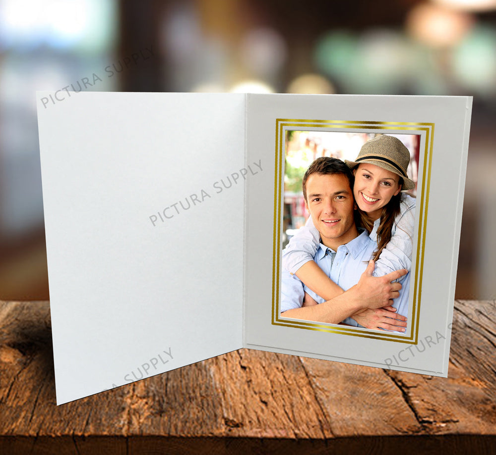 Gala White with Gold Foil Trim Photo Folders