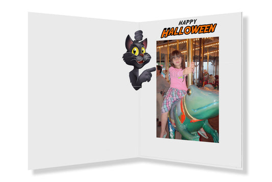 Halloween 4x6 Photo Folder - Featuring Black Cat Pointing - Happy Halloween Graphic - Pack of 25
