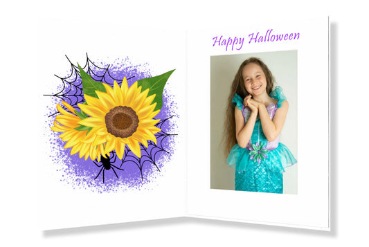 Halloween 4x6 Photo Folder - Flower With Lavendar Background and Happy Halloween -  Pack of 25