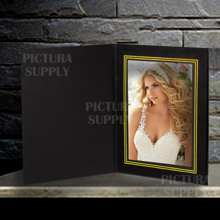 Premium Chelsea Black Cardboard 4x6 Photo Folders