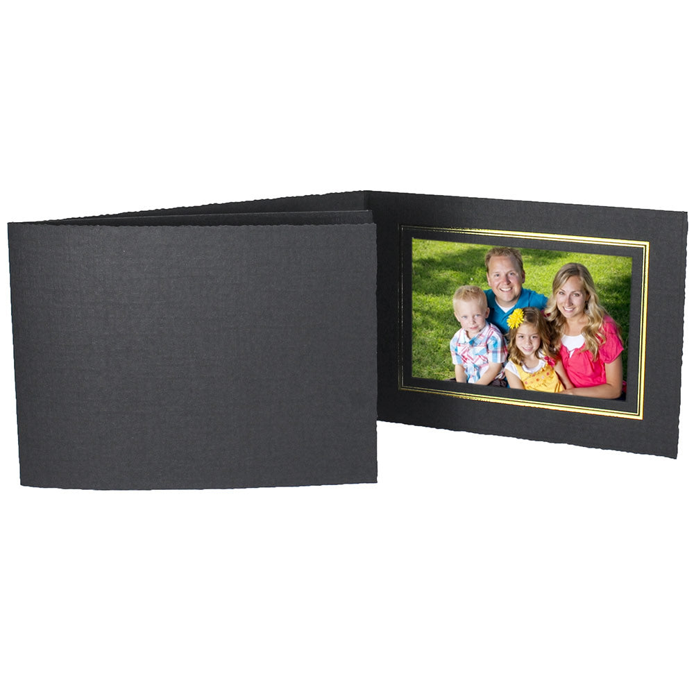 Royale Black with Gold Foil Trim Horizontal Photo Folders