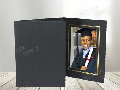 Royale Black with Gold Foil Trim Photo Folders