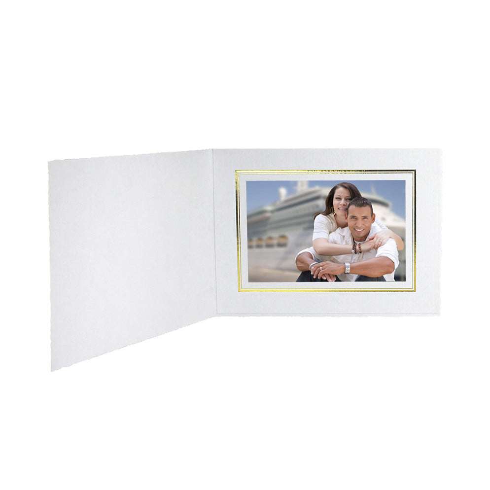 Royale White with Gold Foil Trim Photo Folders