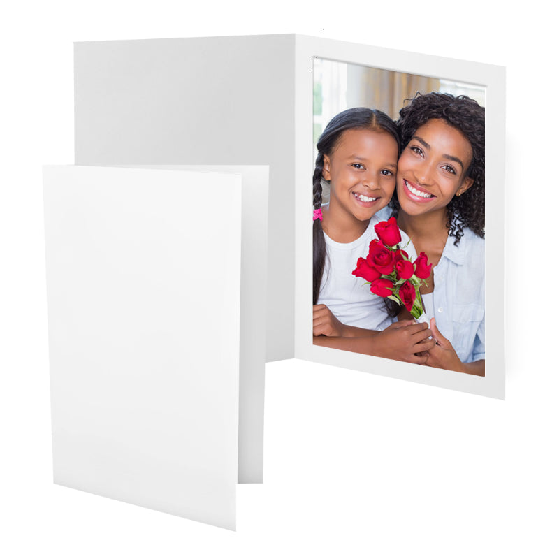 Smooth white card stock feels good and enhances your photo color.