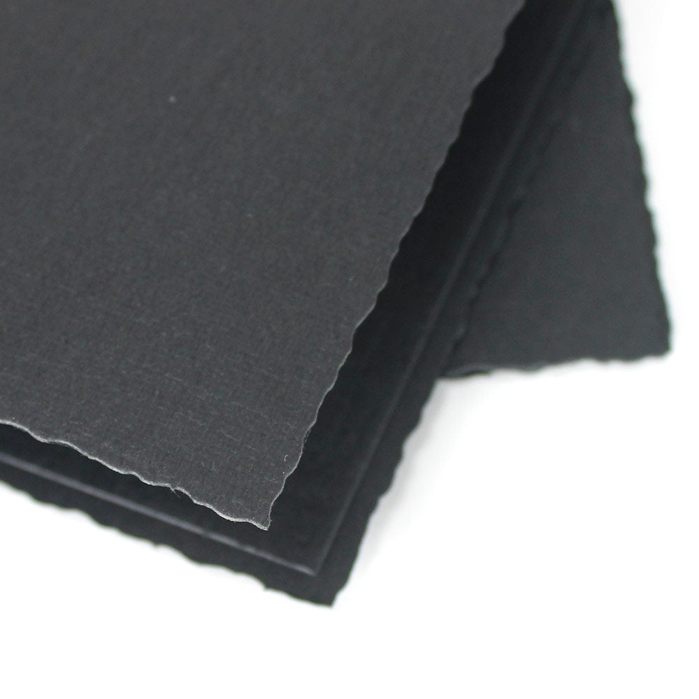 Regal Black with Black Foil Trim Photo Folders deckled edge detail