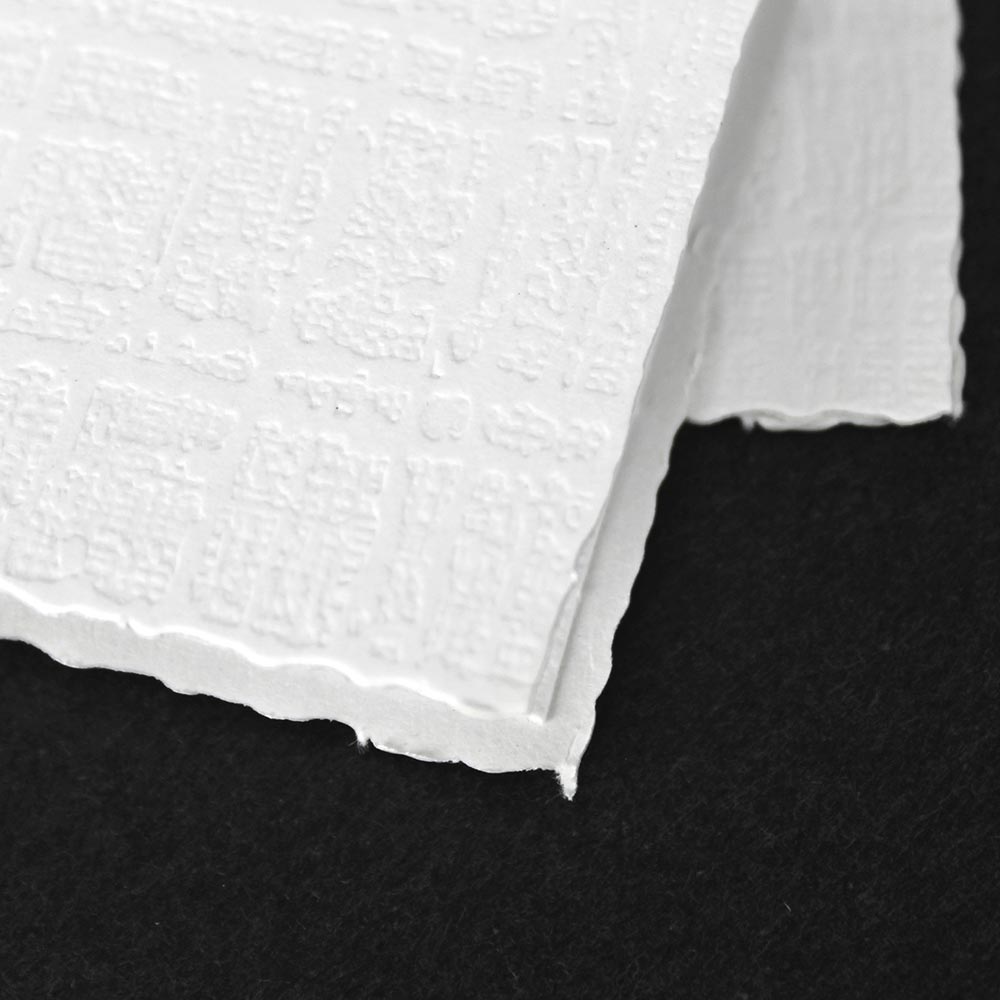 Regal White with Black Foil Trim Photo Folders - detail of deckled edge